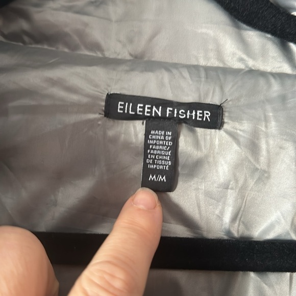 M Eileen Fisher Platinum Funnel Neck Puffer down coat. Silver. Snap buttons. EUC - Picture 6 of 16